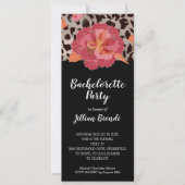 Roze Bloemen Leopard Print Bachelorette Party Kaart (Voorkant)