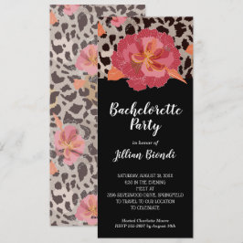 Roze Bloemen Leopard Print Bachelorette Party Kaart