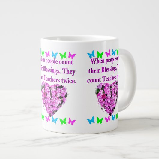  ROZE BLOEMEN LERAAR ONTWERP GROTE KOFFIEKOP (Voorkant rechts)