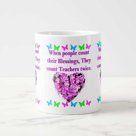 ROZE BLOEMEN LERAAR ONTWERP GROTE KOFFIEKOP (Voorkant)