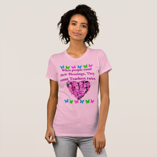 ROZE BLOEMEN LERAAR ONTWERP T-SHIRT (Voorkant volledig)
