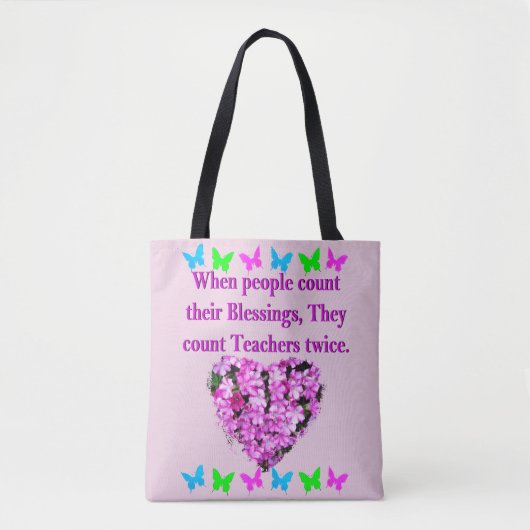 ROZE BLOEMEN LERAAR ONTWERP TOTE BAG (Voorkant)