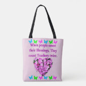 ROZE BLOEMEN LERAAR ONTWERP TOTE BAG (Achterkant)