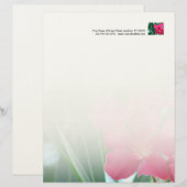 Roze Bloemen Letterhead Briefhoofd (Voorkant / Achterkant)