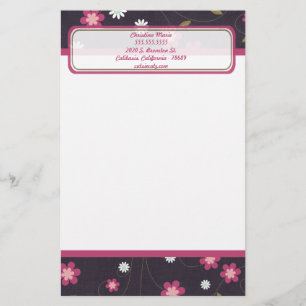 Roze Bloemen Letterhoofd Stationery Briefpapier