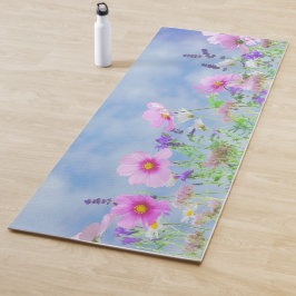 Roze Bloemen Lichtblauwe Sky Spring Yogamat