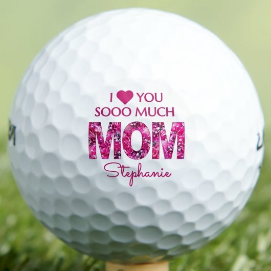 Roze Bloemen Liefde Mama – Custom Gift Moederdag Golfballen