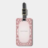 Roze Bloemen Lijst Bagagelabel (Voorkant verticaal)