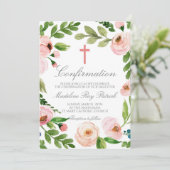 Roze Bloemen Lijst Bevestiging Kaart (Staand voorkant)