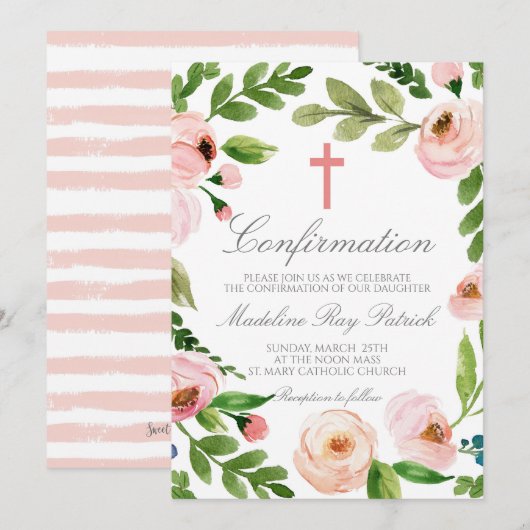 Roze Bloemen Lijst Bevestiging Kaart (Voorkant / Achterkant)