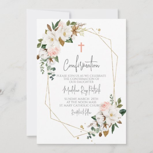 Roze Bloemen Lijst Bevestiging Kaart (Voorkant)