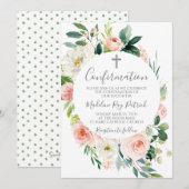 Roze Bloemen Lijst Bevestiging Kaart (Voorkant / Achterkant)