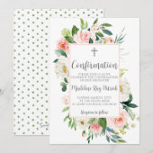 Roze Bloemen Lijst Bevestiging Kaart (Voorkant / Achterkant)