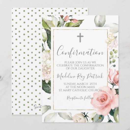 Roze Bloemen Lijst Bevestiging Kaart (Voorkant / Achterkant)