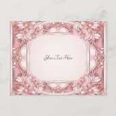 Roze Bloemen Lijst Briefkaart (Voorkant)