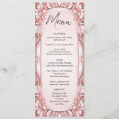 Roze Bloemen Lijst Bruiloft Menu (Voorkant)
