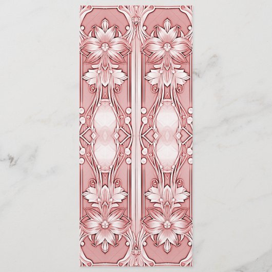 Roze Bloemen Lijst Bruiloft Menu (Achterkant)