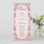 Roze Bloemen Lijst Bruiloft Menu (Staand voorkant)