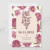 Roze Bloemen Lijst bruiloft Save the Date (Voorkant)