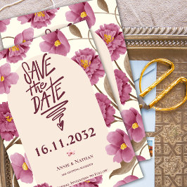 Roze Bloemen  Lijst bruiloft Save the Date