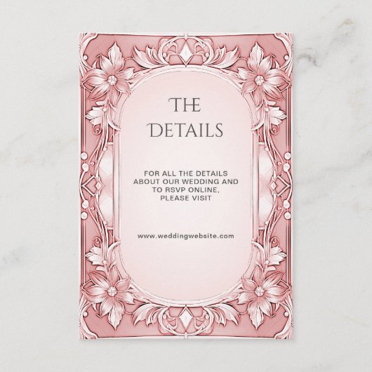 Roze Bloemen Lijst Detail Behuizing Kaart (Voorkant)