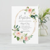 Roze Bloemen Lijst Doop Kaart (Staand voorkant)