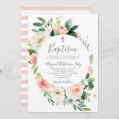 Roze Bloemen Lijst Doop Kaart (Voorkant / Achterkant)