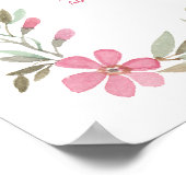 Roze Bloemen Lijst Eerste Communie Zitting Grafiek Poster (Hoek)