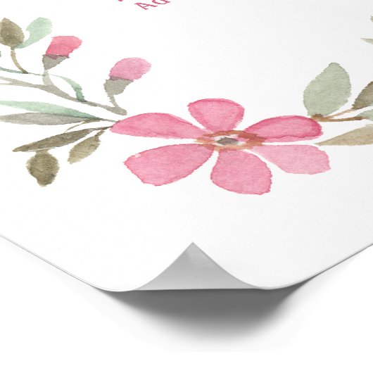 Roze Bloemen Lijst Eerste Communie Zitting Grafiek Poster (Hoek)