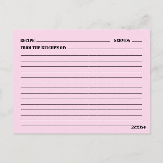Roze Bloemen Lijst en Stripes Recept Kaart Briefka (Achterkant)