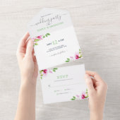 Roze bloemen lijst in één uitnodiging (Afscheurbaar)