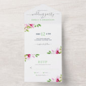 Roze bloemen lijst in één uitnodiging (Binnen)