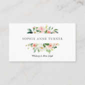 Roze Bloemen Lijst Make-up Artiest Haarstijl Visitekaartje (Voorkant)