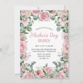 Roze Bloemen Lijst Moederdag Brunch Kaart (Voorkant)