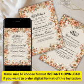 Roze Bloemen Lijst Moslim Huwelijk Nikah Walima Kaart