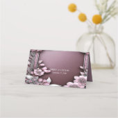 Roze Bloemen Lijst Place Card Plaatskaartje (Achterkant)