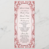 Roze Bloemen Lijst Trouwprogramma Programmakaart (Voorkant)