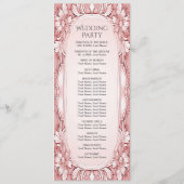 Roze Bloemen Lijst Trouwprogramma Programmakaart (Achterkant)