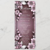 Roze Bloemen Lijst Trouwprogramma Programmakaart (Voorkant)