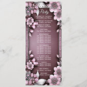 Roze Bloemen Lijst Trouwprogramma Programmakaart (Achterkant)