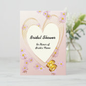 Roze bloemen, Lijst van het hart, Vrijgezellenfees Kaart (Staand voorkant)