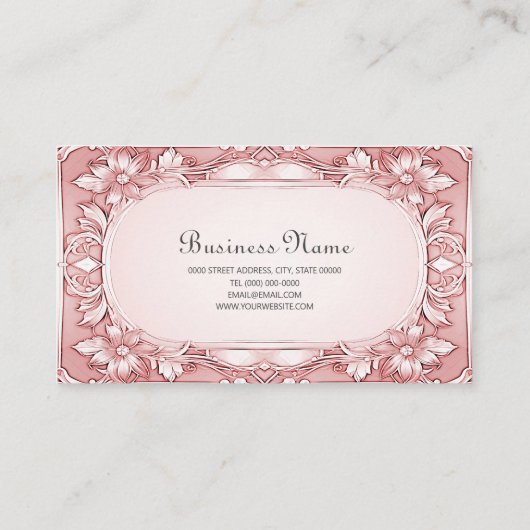 Roze Bloemen Lijst Visitekaartje (Achterkant)