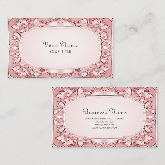 Roze Bloemen Lijst Visitekaartje (Voorkant / Achterkant)