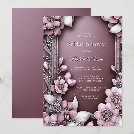 Roze Bloemen Lijst Vrijgezellenfeest Kaart (Voorkant / Achterkant)