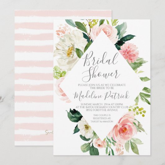 Roze Bloemen Lijst Vrijgezellenfeest Kaart (Voorkant / Achterkant)