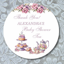 Roze Bloemen Lila Tea Party Baby shower Favoriet