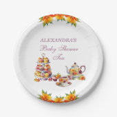 Roze Bloemen Lila Tea Party Baby shower Papieren Bordje (Voorkant)