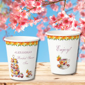 Roze Bloemen Lila Tea Party Vrijgezellenfeest Papi Papieren Bekers