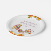 Roze Bloemen Lila Tea Party Vrijgezellenfeest Papi Papieren Bordje (Gekanteld)