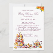 Roze Bloemen Lila Whimsical Tea Baby shower Kaart (Voorkant)